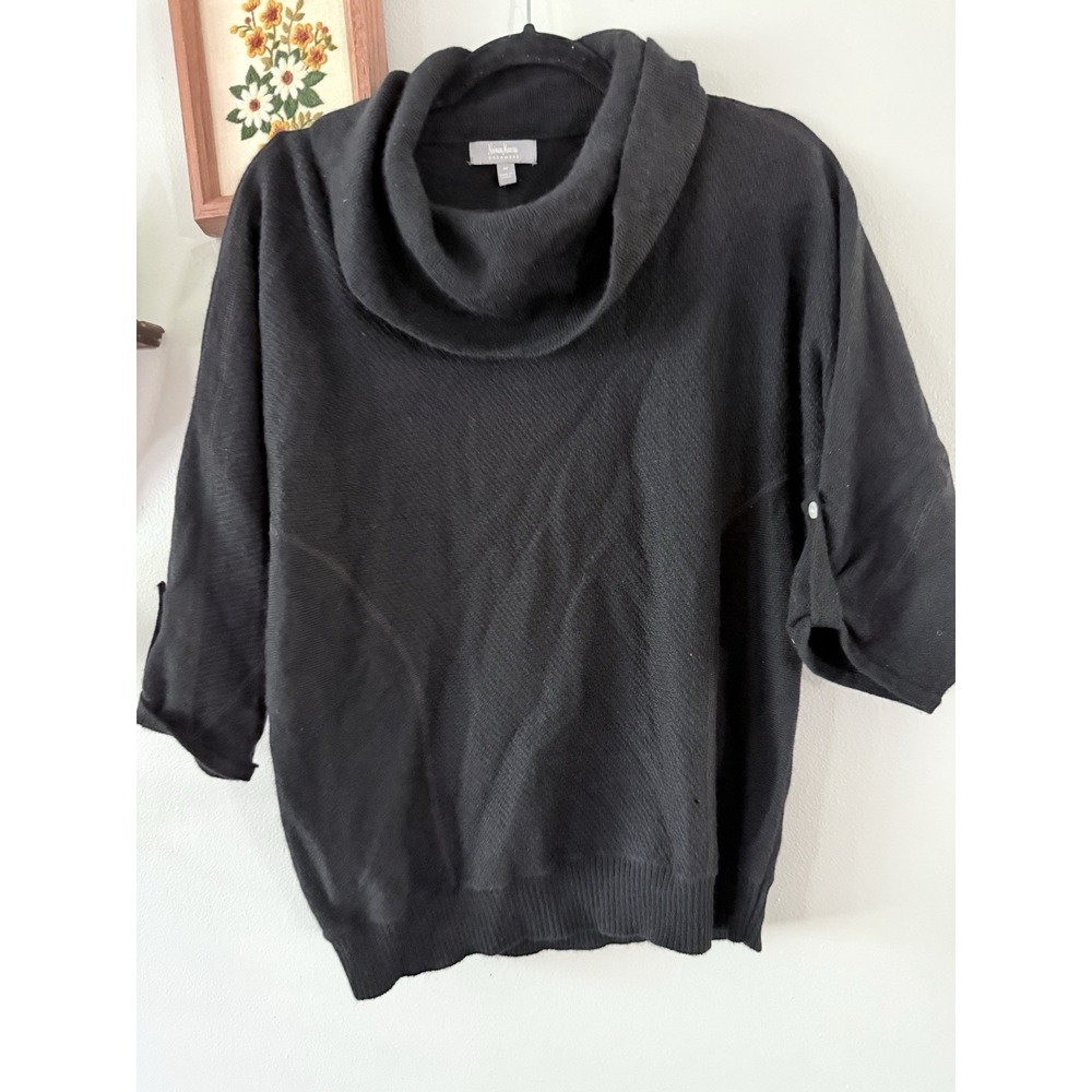 Neiman Marcus Women's Black Cashmere Cowl Neck Sweater Batwing Sleeve Medium